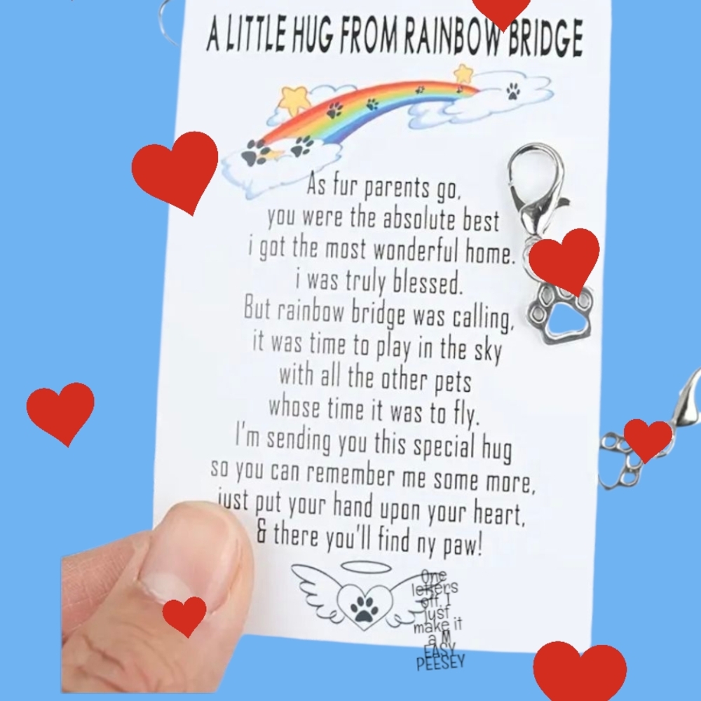 Paw Print Charm with Heart And Sentimental Poem Card